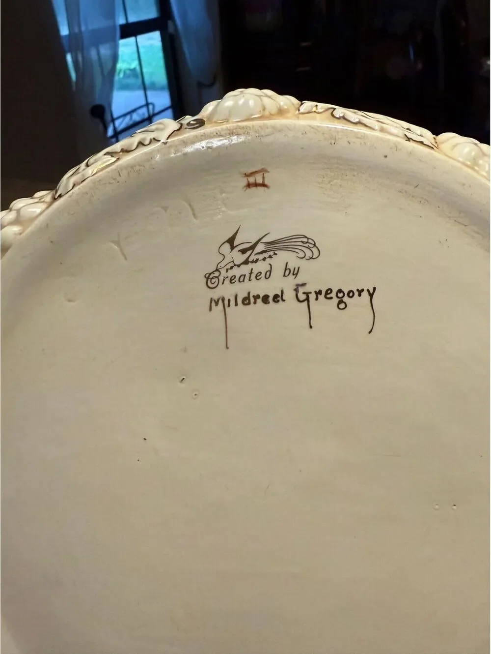 26.  Mildred Gregory Vintage Gold Accent Gape Vines (Handle) Lidded Dish